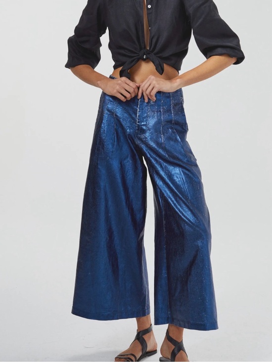 Lanhtropy Pants - Lanhtropy metallic linen women pants size M